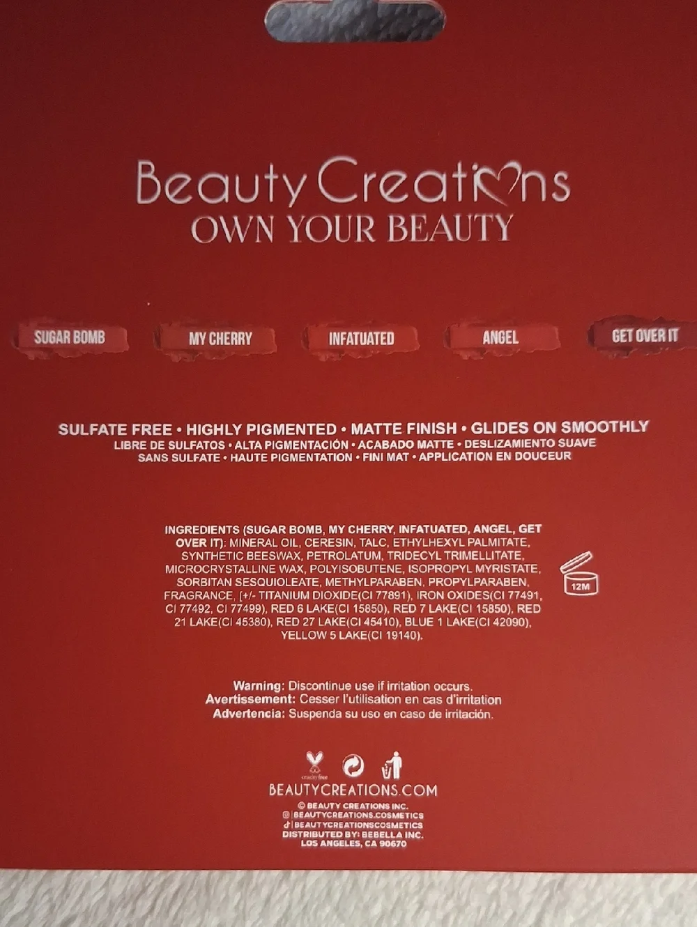 Beauty Creations Romance Five Matte Lipsticks - Red Shades NWT